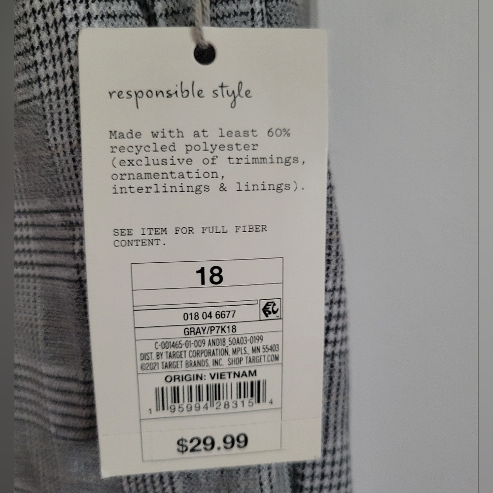 A New Day Women's Gray Plaid Pleated Belted Office Dress Pants Plus Size 18 NWT - Picture 2 of 11